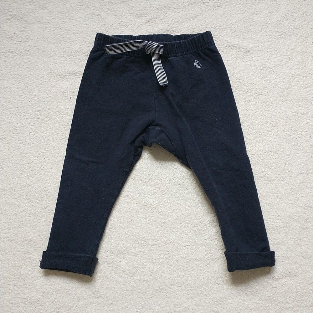 Petit Bateau Pull On Pants 12M Navy Blue Cotton Casual